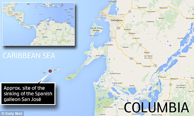 Sunken Spanish galleon's plunder that's worth up to $1.5BILLION: First look at the wreck of wreck of the San Jose, 300 years after it sank