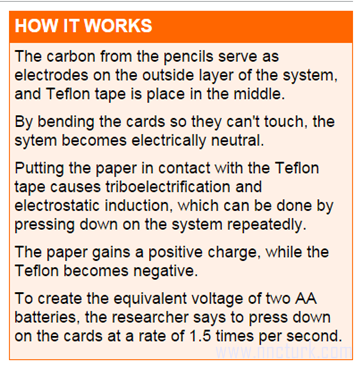 Generate electricity only using cardboard, tape and a pencil 'Science'