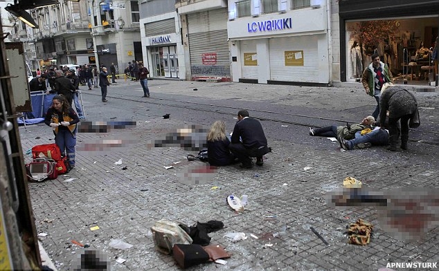 Four dead and 20 wounded as 'suicide bomber targets tourist shopping area' in Istanbul Four dead and 20 wounded as 'suicide bomber targets tourist shopping area' in Istanbul