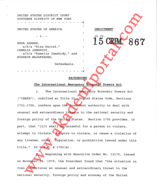 İşte Reza Zarrab iddianamesinde yer alan suçlamalar