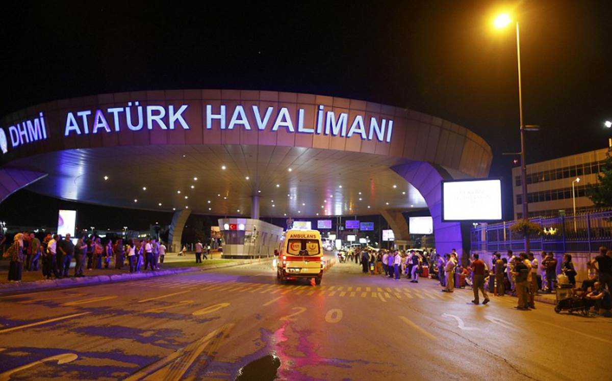 Three suicide bombers kill at least 28 and wound 60 detonating explosive vests in Istanbul airport
