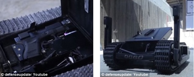 The tiny drone tank packing a pistol: Israeli 'combat robot' has its own remote controlled Glock to shoot at enemies