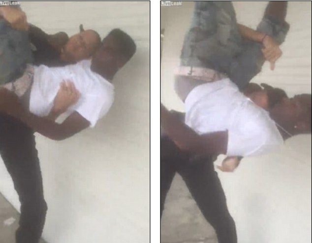 Police officer BODYSLAMS a suspect who cries out for his mother as he is knocked out cold 