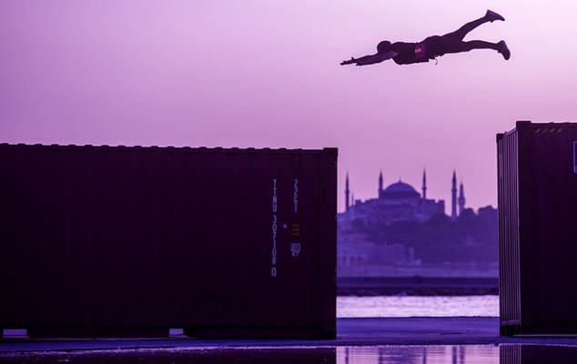 Spectacular show: Freerunners show off exceptional skill at Haydarpasa Port in Turkey