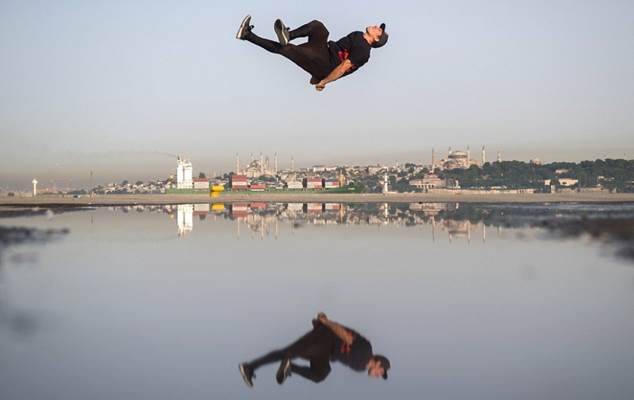 Spectacular show: Freerunners show off exceptional skill at Haydarpasa Port in Turkey