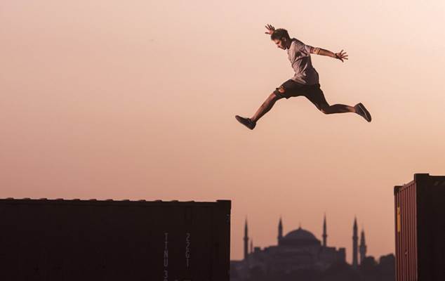 Spectacular show: Freerunners show off exceptional skill at Haydarpasa Port in Turkey