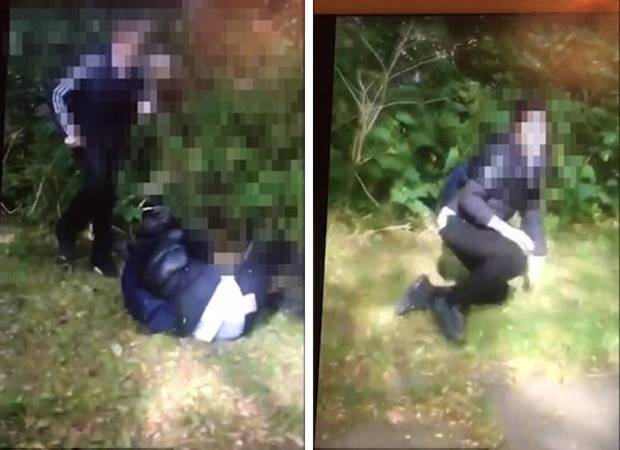 Racist attack: Vile video shows school pupils punching and kicking boy to the ground