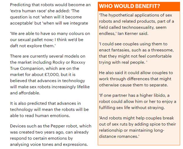 SEXBOTS: The rise of sex robots has been compared to the growth of the e-book 