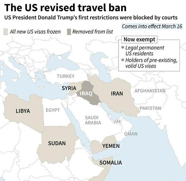 Donald Trump, seyahat yasağını revize etti, Iraklıları muaf tuttu