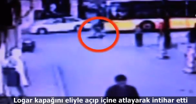 Rögar kapağını açıp kanalizasyona atlayarak intihar etti (Video)