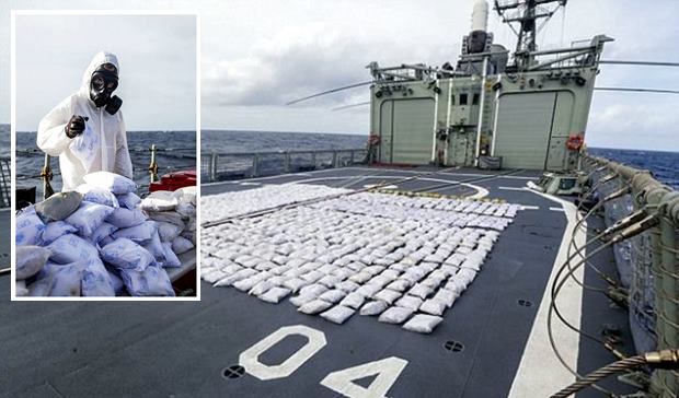 Shocking moment Navy discovers massive haul of heroin
