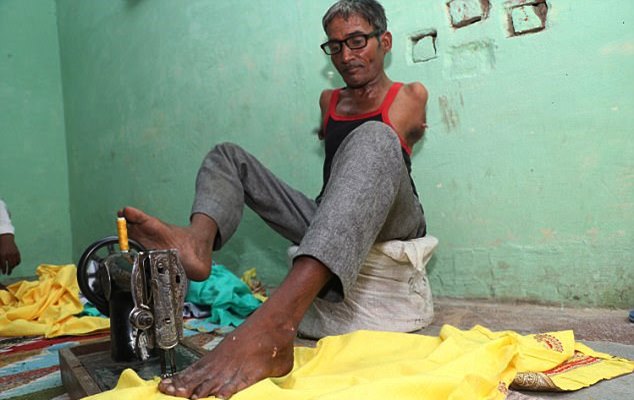 Watch: Courageous man born with no arms becomes professional tailor