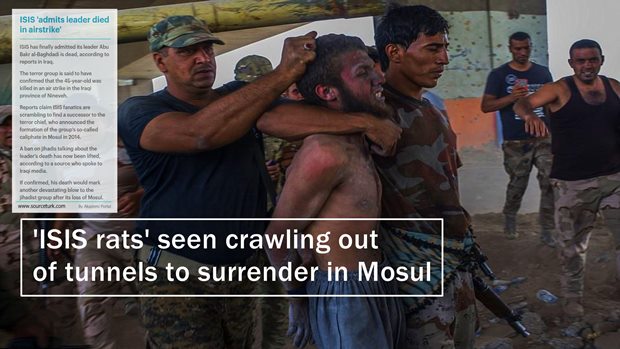 'ISIS rats' seen crawling out of tunnels to surrender in Mosul -Video