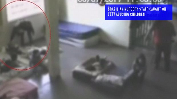 The shocking video: Brazilian nursery staff caught on CCTV abusing children