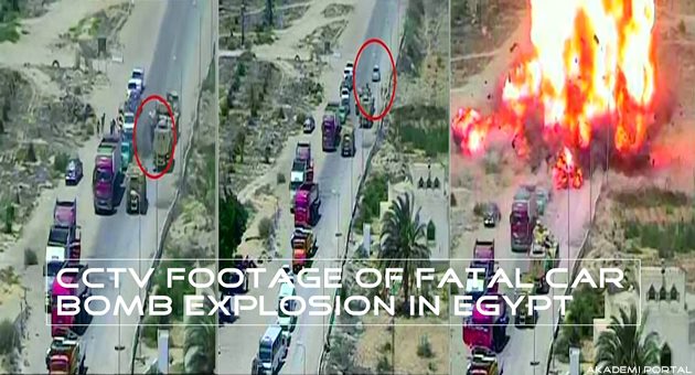 CCTV footage of fatal car bomb explosion in Egypt