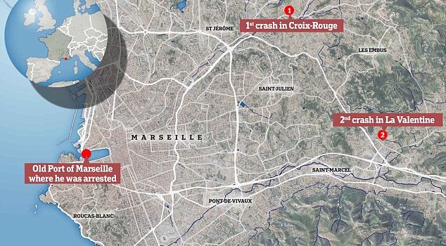 BREAKING NEWS: Moments after a car crashes into bus stop in Marseille