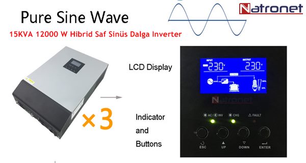 İnverterler: 15 KVA 12000 W Hibrid Saf Sinüs İnverter
