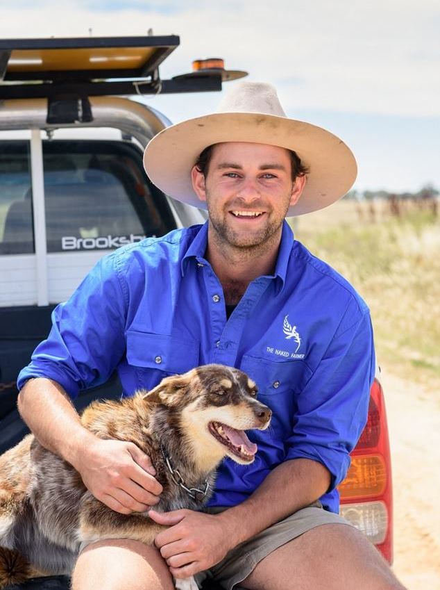 Farmer: Farmer strips down and has a shower with grains