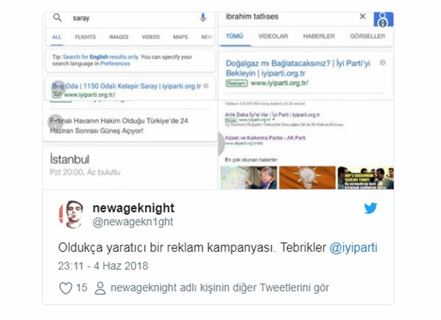 İYİ Parti'nin Google'daki Doğalgaz Reklamına Sosyal Medyada Övgü