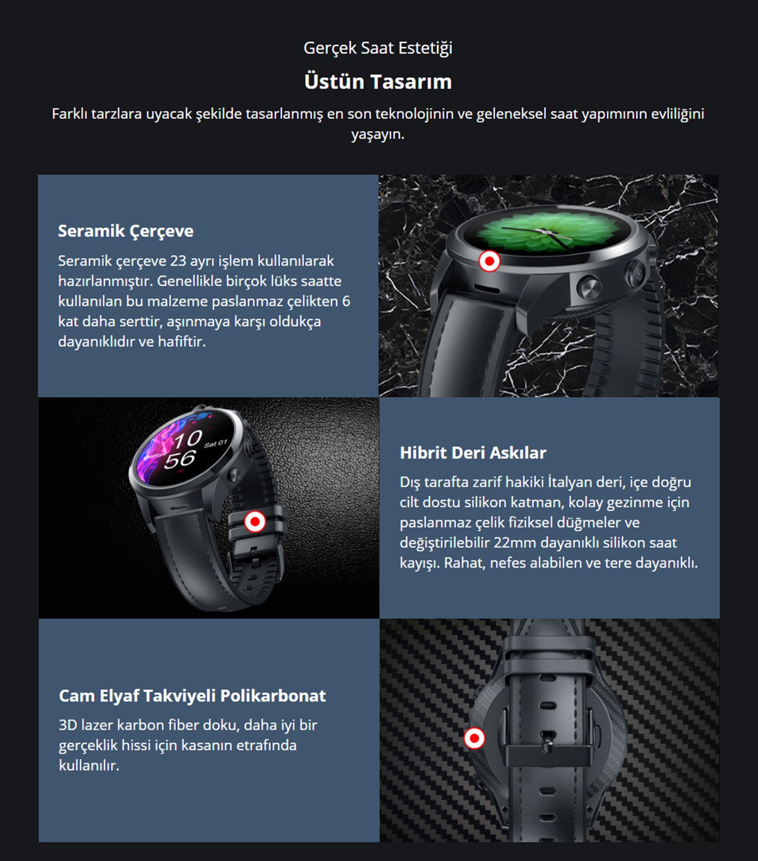 Zeblaze Thor5 Pro 3GB+32 GB 4G Sim Kartlı Akıllı Saat Türkiye