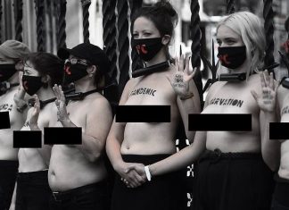 Çıplak göğüslü iklim protestocuları kendilerini Parlamento'ya kilitlediler