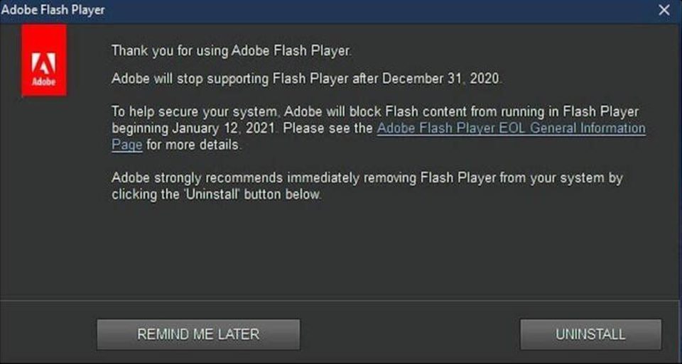 Flash Player: 'Bilgisayarınızdan bizi kaldırmanızı tavsiye ediyoruz'