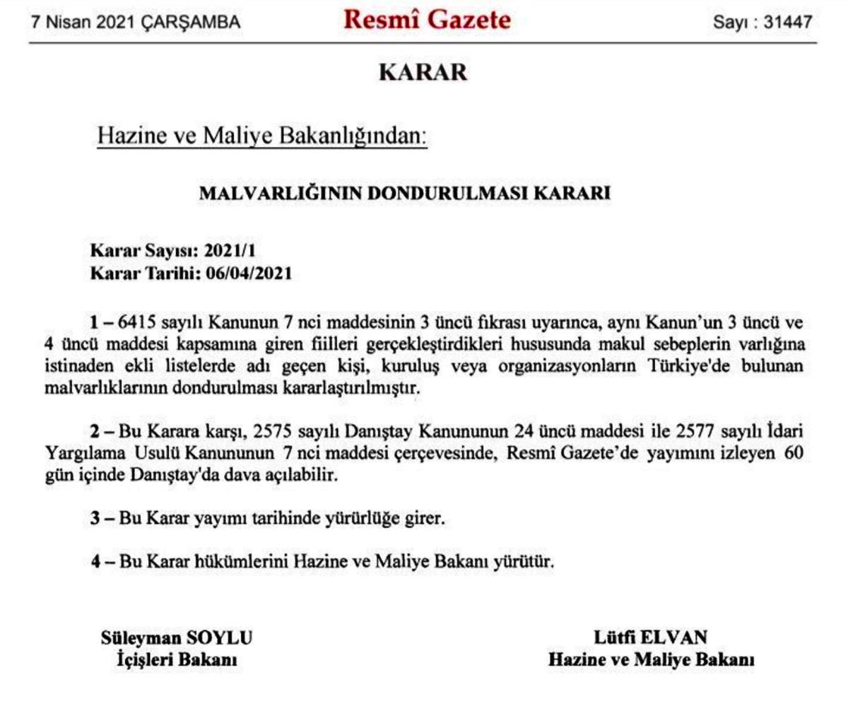 Türkiye'deki mal varlıkları dondurulan 377 kişi ve kuruluş listesinde kimler var?