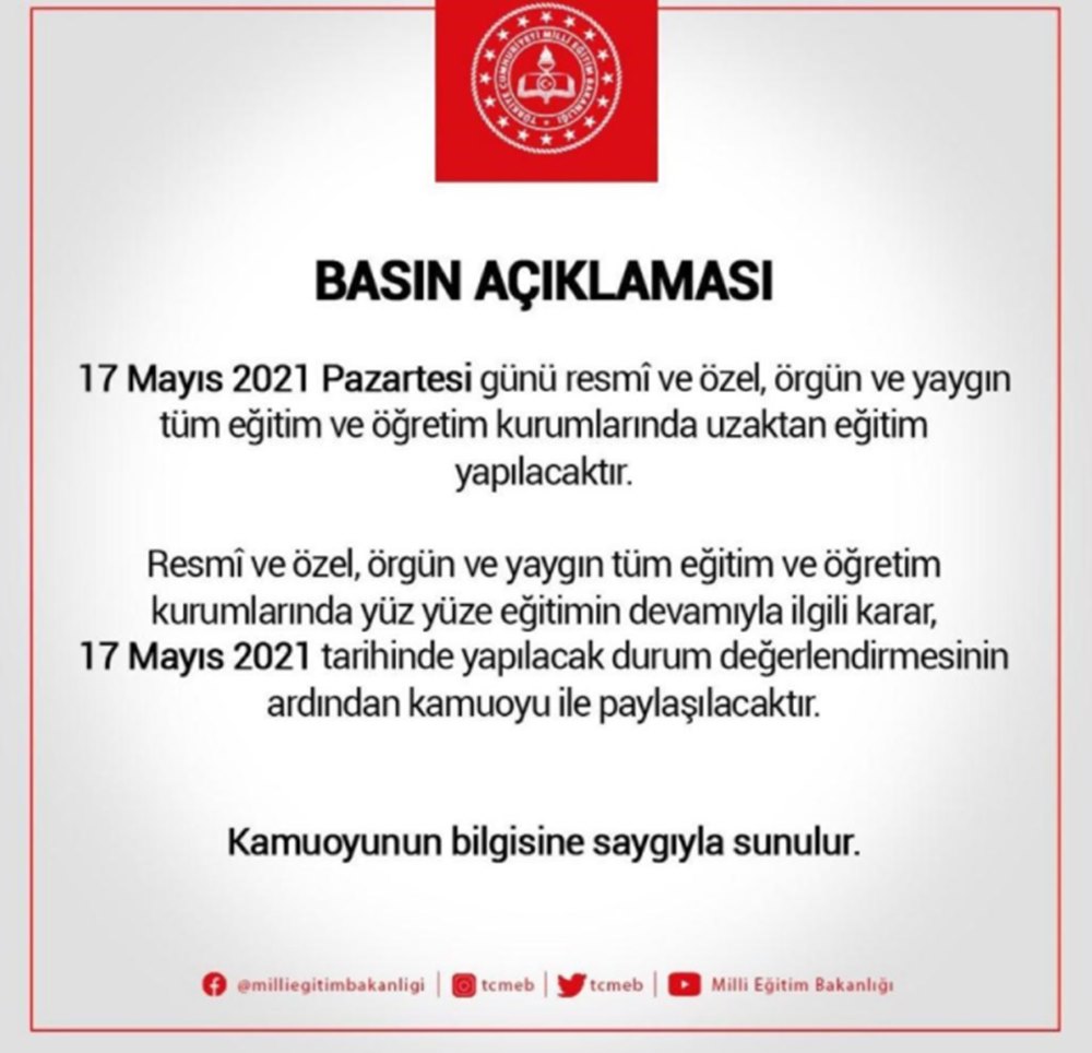 Milli Eğitim Bakanlığı'ndan yüz yüze eğitim açıklaması