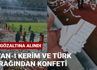 Kur’an-ı Kerim sayfaları ve Türk bayrağından konfeti Haberler , Spor , Futbol ,Ordu
