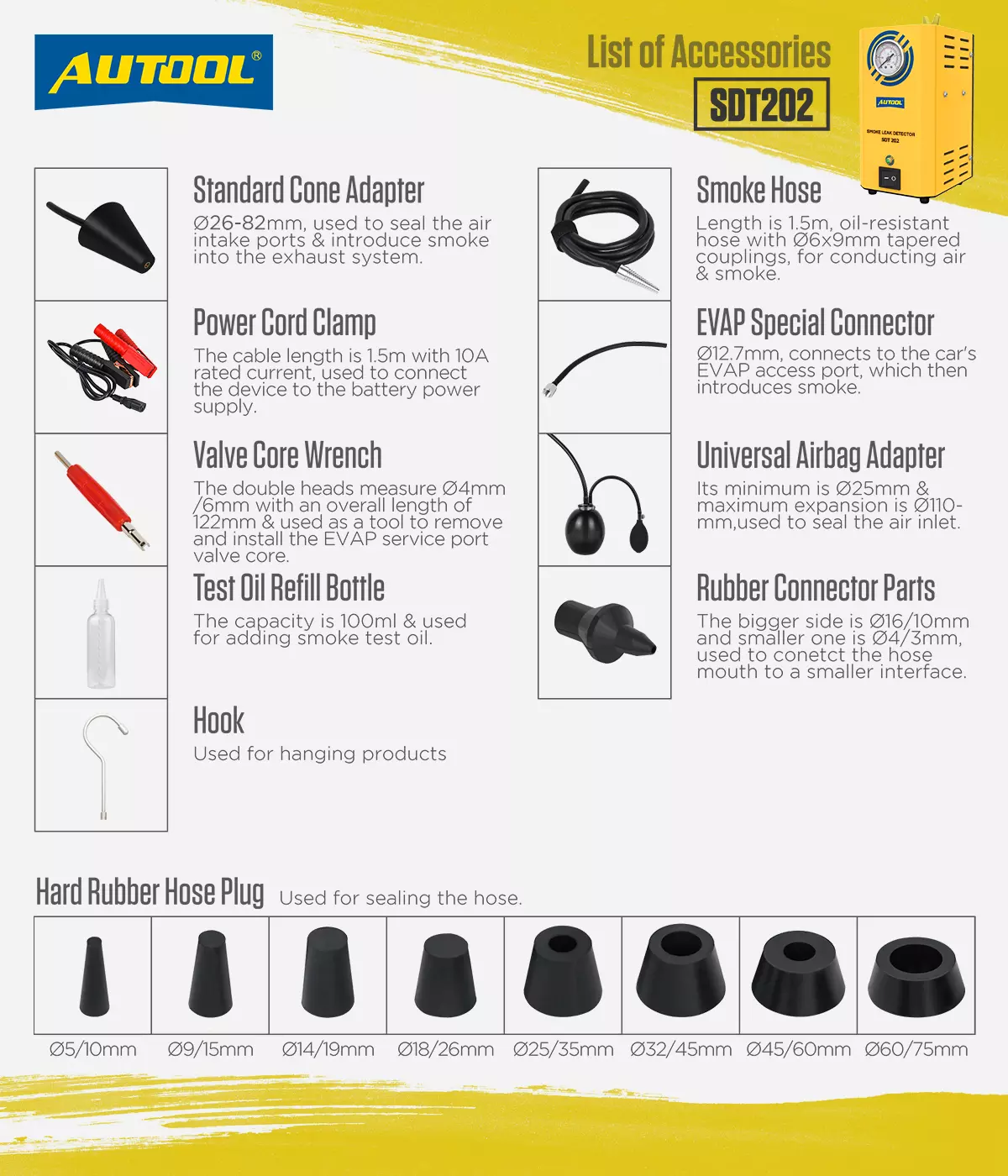 Smoke Leak Detector: AUTOOL SDT202 EVAP System & Pipe Leakage Locator Car Smoke Leak Detector