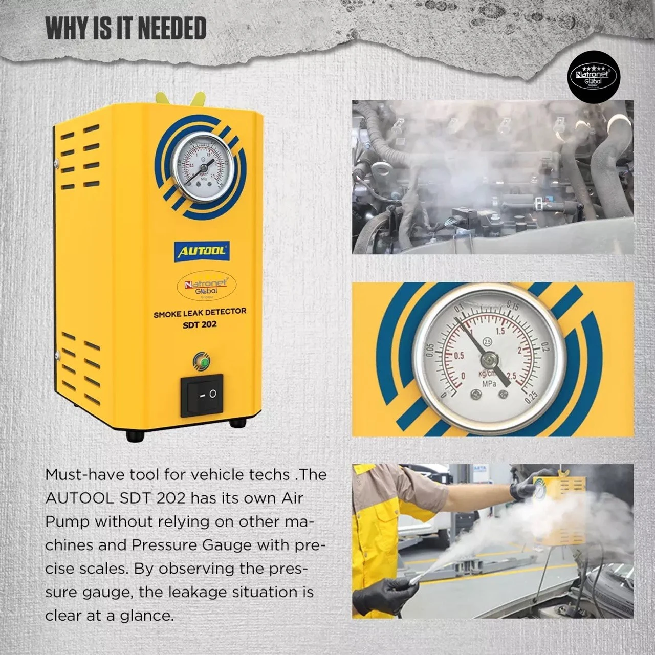 Smoke Leak Detector: AUTOOL SDT202 EVAP System & Pipe Leakage Locator Car Smoke Leak Detector