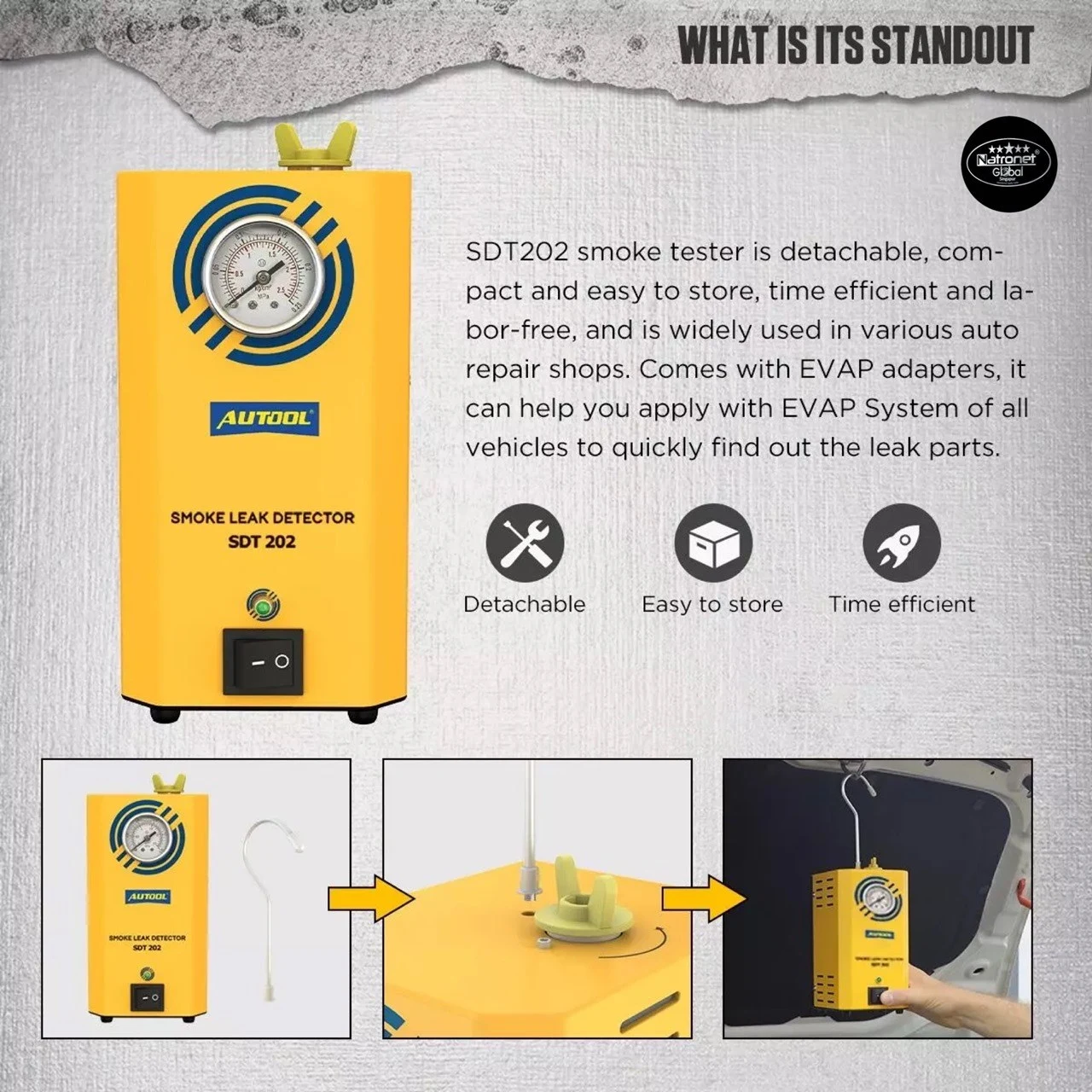 Smoke Leak Detector: AUTOOL SDT202 EVAP System & Pipe Leakage Locator Car Smoke Leak Detector