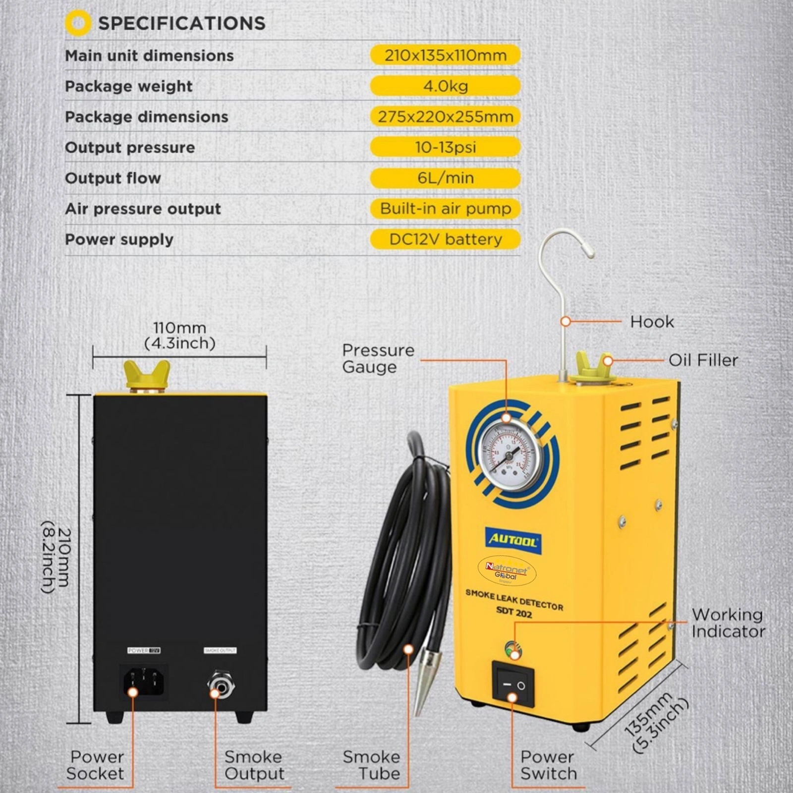 Smoke Leak Detector: AUTOOL SDT202 EVAP System & Pipe Leakage Locator Car Smoke Leak Detector