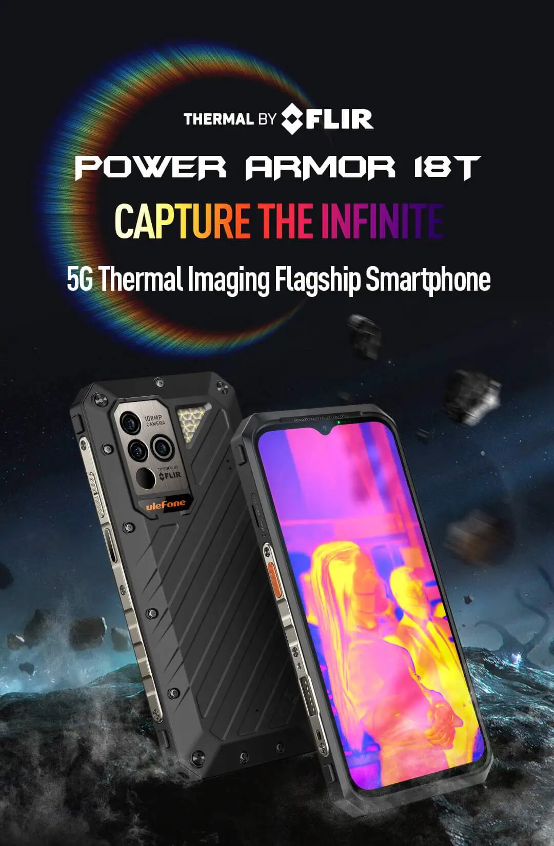 Armor 18T Zırhlı Telefon Termal Kameralı FLIR®Boyut 900 5G 9600mAh 