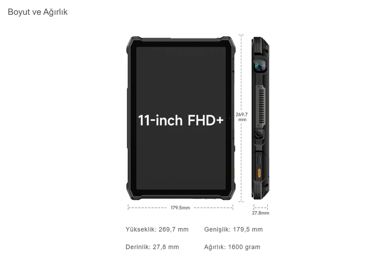 Ulefone Armor Pad 5 Ultra'nın öne çıkan diğer özellikleri arasında IP68/IP69K derecesi, MIL-STD-810H sertifikası, yan tarafta parmak izi tarayıcısı, çift SIM desteği, kulaklıksız FM radyo ve 3,5 mm kulaklık girişi yer alıyor. Tablet 27,8 mm kalınlığında ve 1,6 kg ağırlığında. Ulefone Armor Pad 5 Ultra'nın öne çıkan diğer özellikleri arasında IP68/IP69K derecesi, MIL-STD-810H sertifikası, yan tarafta parmak izi tarayıcısı, çift SIM desteği, kulaklıksız FM radyo ve 3,5 mm kulaklık girişi yer alıyor. Tablet 27,8 mm kalınlığında ve 1,6 kg ağırlığında.